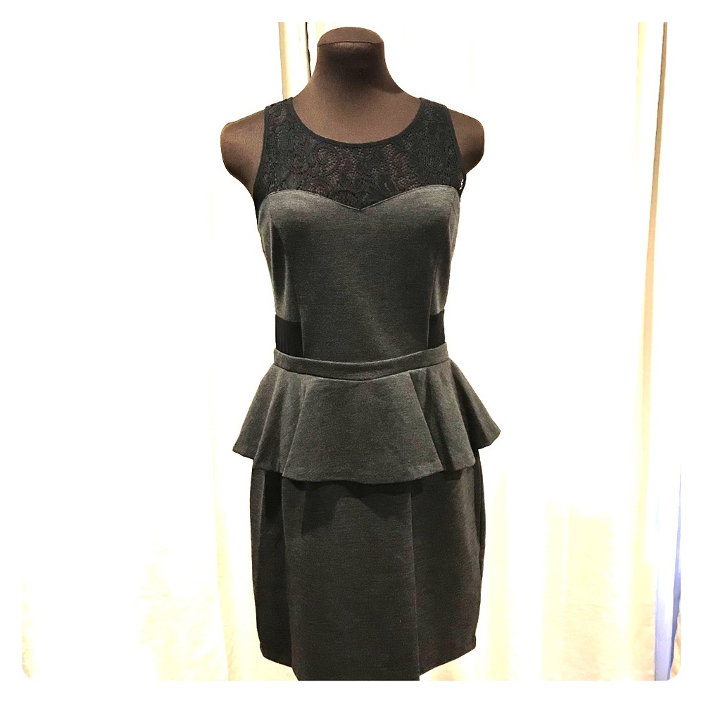 Kensie Grey and Black Lace Dress